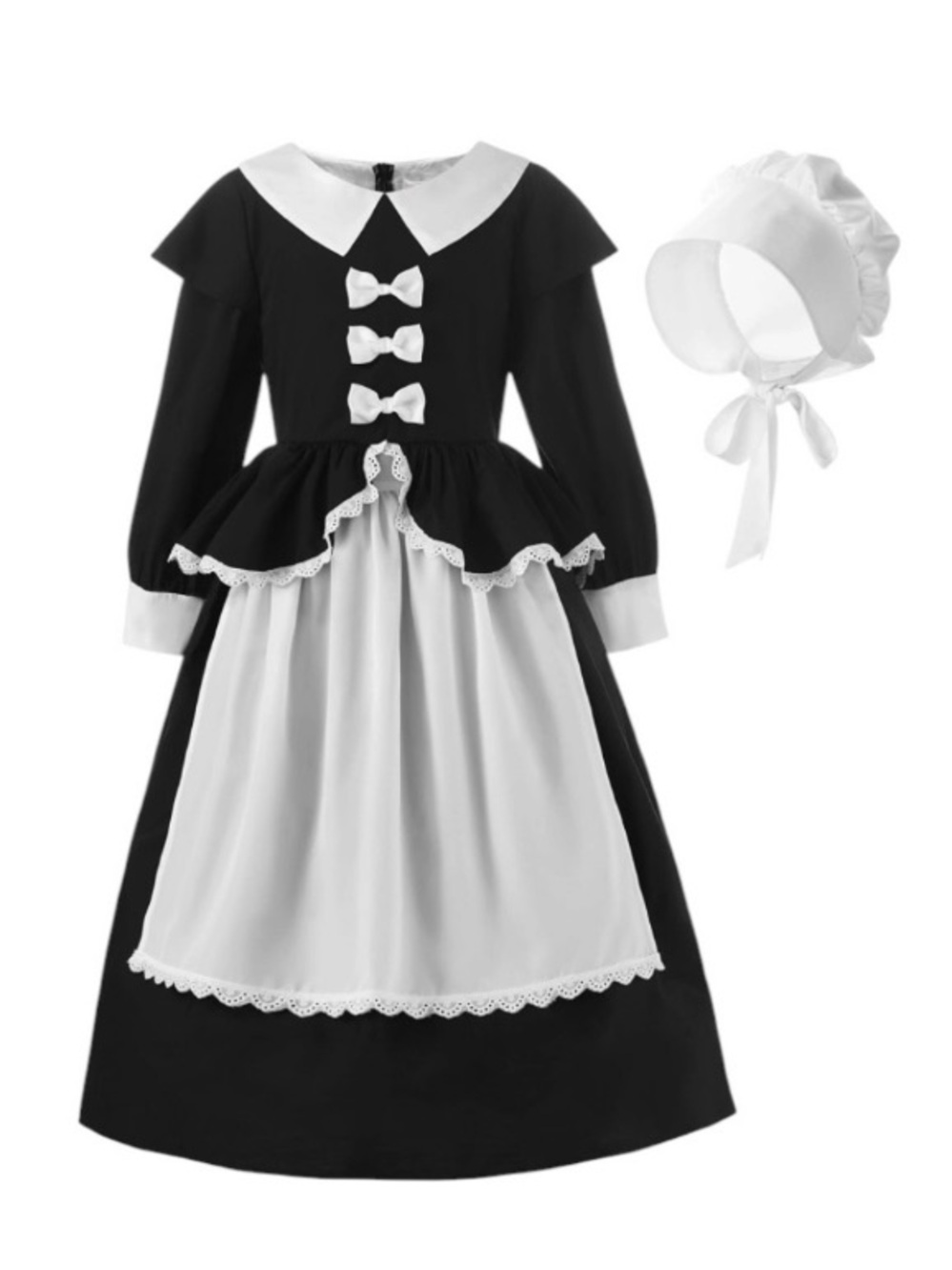 NWOT Pilgrim Thanksgiving Cosplay Costume Dress with Apron & Bonnet